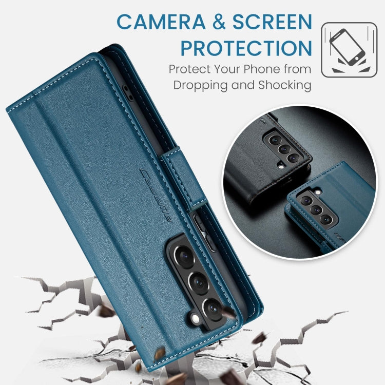 For Samsung Galaxy S22 5G CaseMe 023 Butterfly Buckle Litchi Texture RFID Anti-theft Leather Phone Case(Blue) - free shipping - PMC TechLife - Order now!