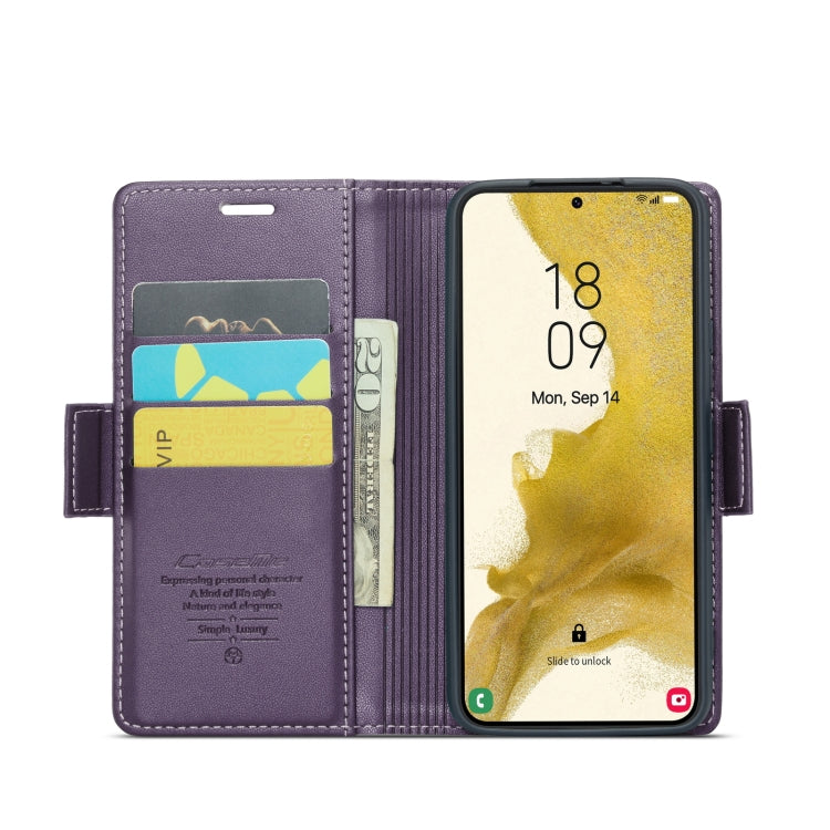 For Samsung Galaxy S22 5G CaseMe 023 Butterfly Buckle Litchi Texture RFID Anti-theft Leather Phone Case(Pearly Purple) - free shipping - PMC TechLife - Order now!