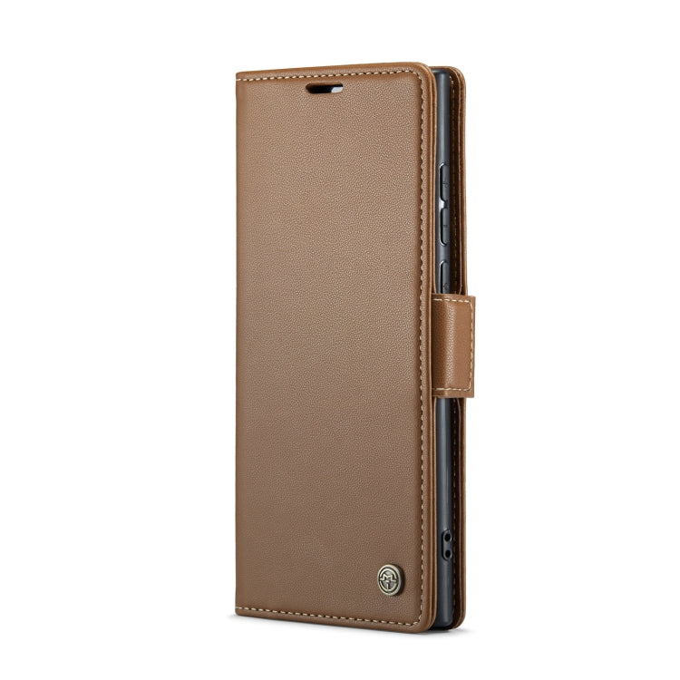For Samsung Galaxy S22 Ultra 5G CaseMe 023 Butterfly Buckle Litchi Texture RFID Anti-theft Leather Phone Case(Brown) - free shipping - PMC TechLife - Order now!