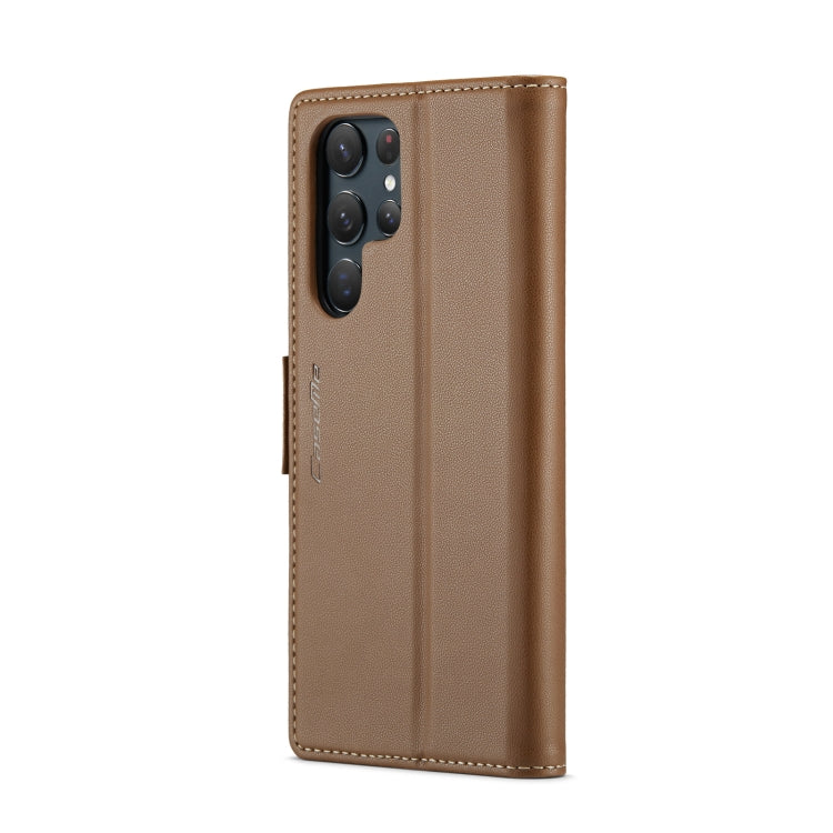 For Samsung Galaxy S22 Ultra 5G CaseMe 023 Butterfly Buckle Litchi Texture RFID Anti-theft Leather Phone Case(Brown) - free shipping - PMC TechLife - Order now!