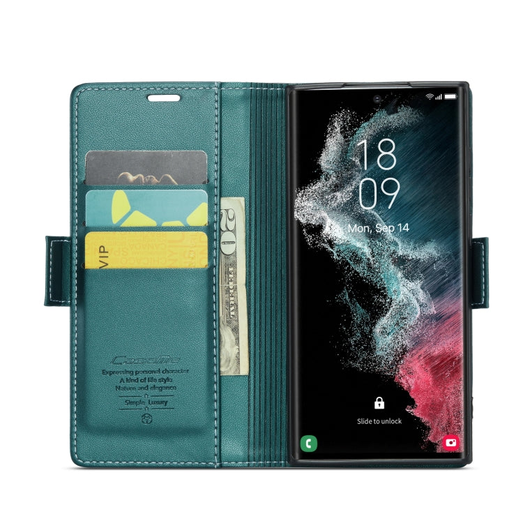 For Samsung Galaxy S22 Ultra 5G CaseMe 023 Butterfly Buckle Litchi Texture RFID Anti-theft Leather Phone Case(Pearly Blue) - free shipping - PMC TechLife - Order now!