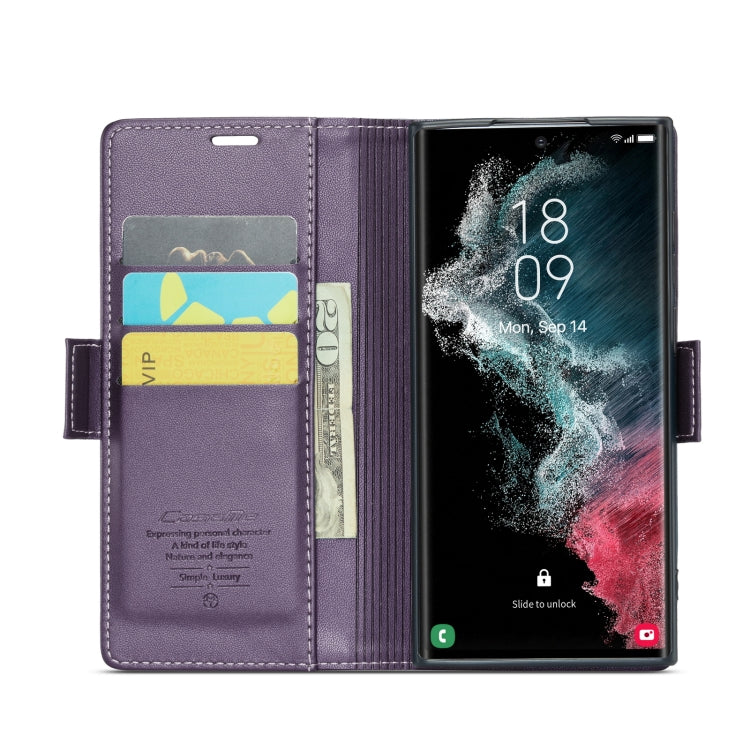 For Samsung Galaxy S22 Ultra 5G CaseMe 023 Butterfly Buckle Litchi Texture RFID Anti-theft Leather Phone Case(Pearly Purple) - free shipping - PMC TechLife - Order now!