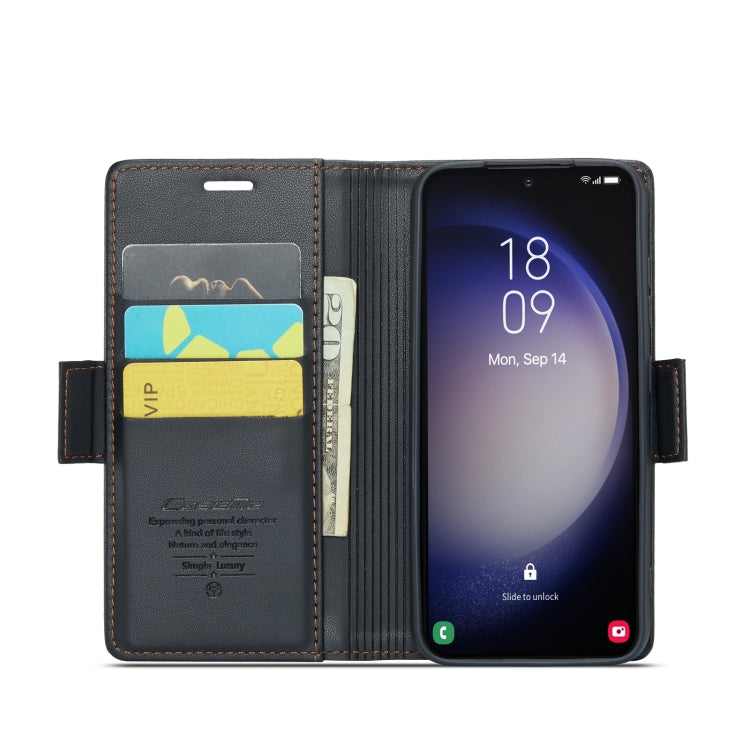 For Samsung Galaxy S23 5G CaseMe 023 Butterfly Buckle Litchi Texture RFID Anti-theft Leather Phone Case(Black) - free shipping - PMC TechLife - Order now!