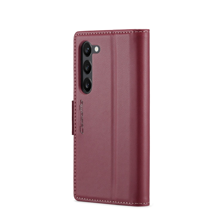 For Samsung Galaxy S23 5G CaseMe 023 Butterfly Buckle Litchi Texture RFID Anti-theft Leather Phone Case(Wine Red) - free shipping - PMC TechLife - Order now!