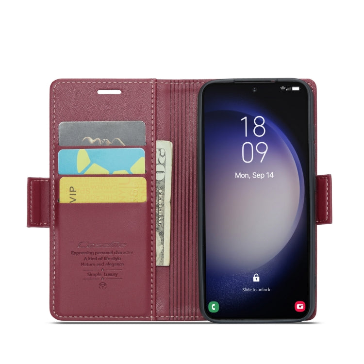 For Samsung Galaxy S23 5G CaseMe 023 Butterfly Buckle Litchi Texture RFID Anti-theft Leather Phone Case(Wine Red) - free shipping - PMC TechLife - Order now!