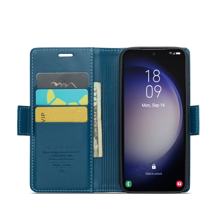 For Samsung Galaxy S23 5G CaseMe 023 Butterfly Buckle Litchi Texture RFID Anti-theft Leather Phone Case(Blue) - free shipping - PMC TechLife - Order now!