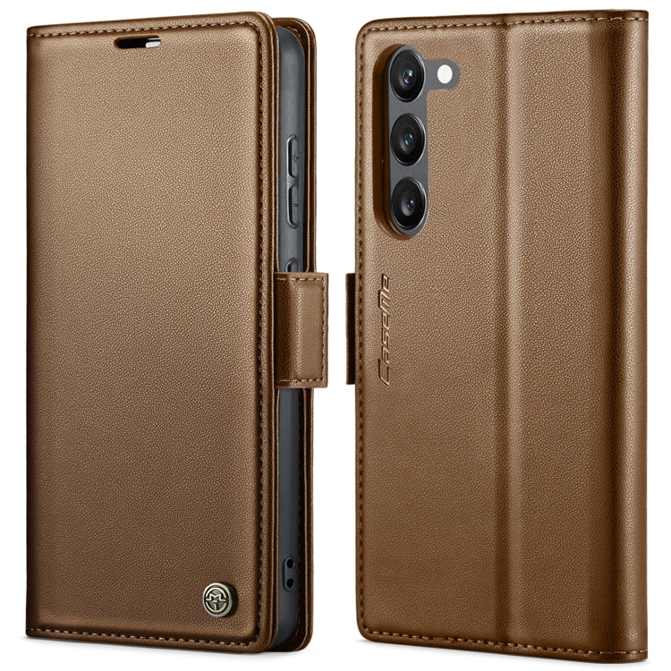 For Samsung Galaxy S23+ 5G CaseMe 023 Butterfly Buckle Litchi Texture RFID Anti-theft Leather Phone Case(Brown) - free shipping - PMC TechLife - Order now!
