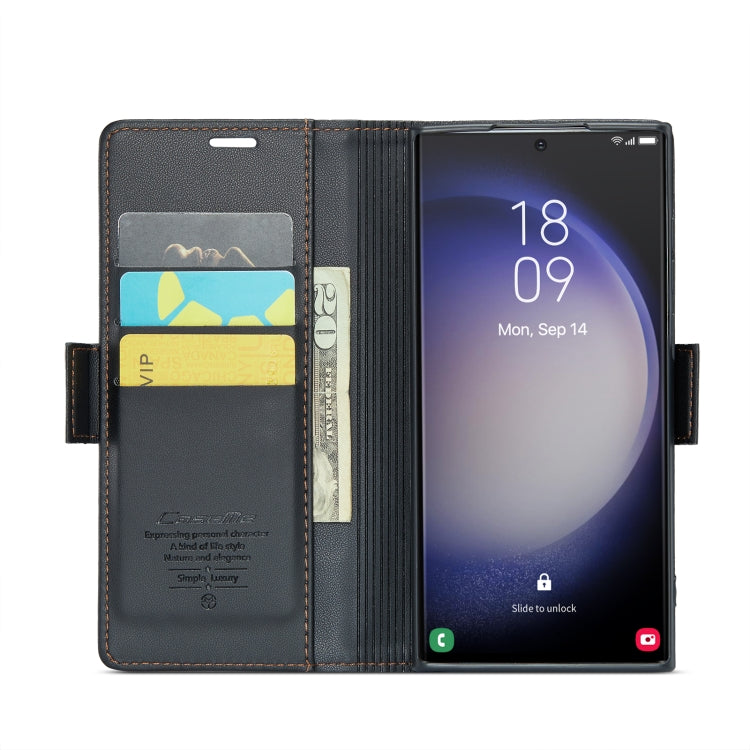 For Samsung Galaxy S23 Ultra 5G CaseMe 023 Butterfly Buckle Litchi Texture RFID Anti-theft Leather Phone Case(Black) - free shipping - PMC TechLife - Order now!