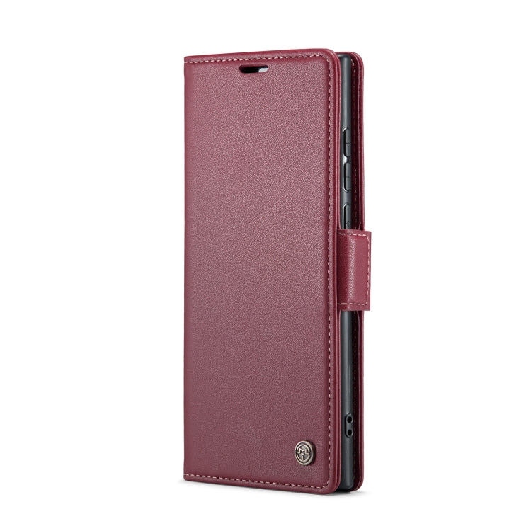 For Samsung Galaxy S23 Ultra 5G CaseMe 023 Butterfly Buckle Litchi Texture RFID Anti-theft Leather Phone Case(Wine Red) - free shipping - PMC TechLife - Order now!