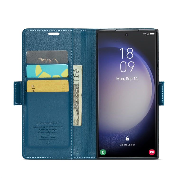 For Samsung Galaxy S23 Ultra 5G CaseMe 023 Butterfly Buckle Litchi Texture RFID Anti-theft Leather Phone Case(Blue) - free shipping - PMC TechLife - Order now!