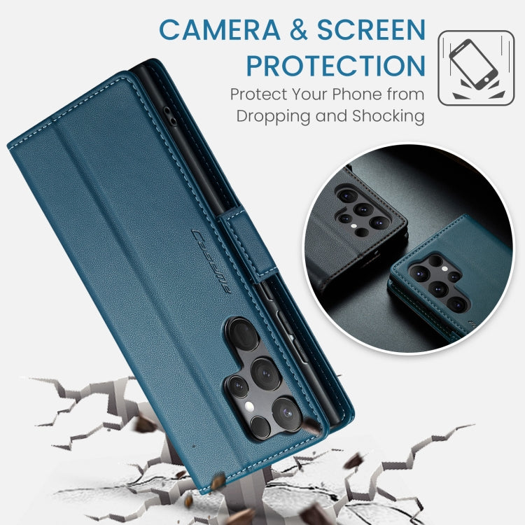 For Samsung Galaxy S23 Ultra 5G CaseMe 023 Butterfly Buckle Litchi Texture RFID Anti-theft Leather Phone Case(Blue) - free shipping - PMC TechLife - Order now!