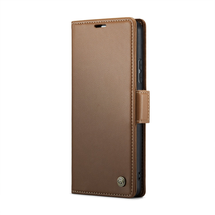 For Samsung Galaxy A53 CaseMe 023 Butterfly Buckle Litchi Texture RFID Anti-theft Leather Phone Case(Brown) - free shipping - PMC TechLife - Order now!