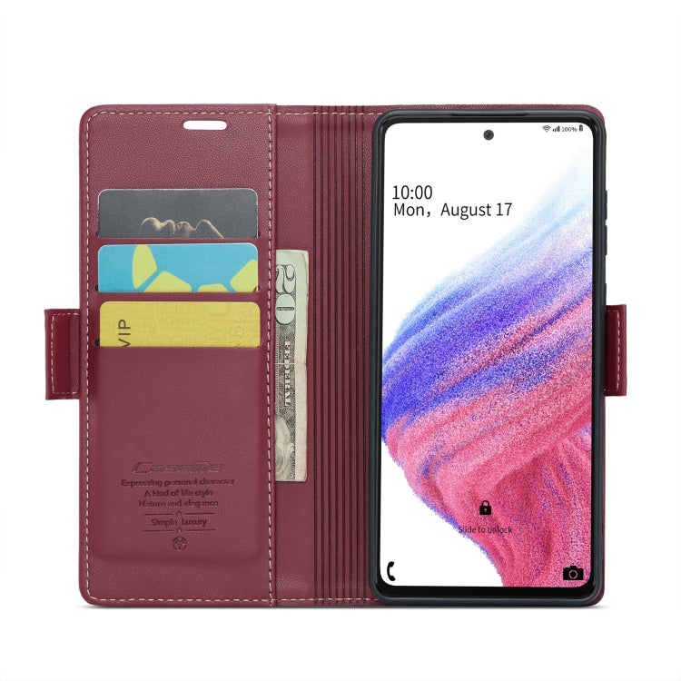 For Samsung Galaxy A53 CaseMe 023 Butterfly Buckle Litchi Texture RFID Anti-theft Leather Phone Case(Wine Red) - free shipping - PMC TechLife - Order now!