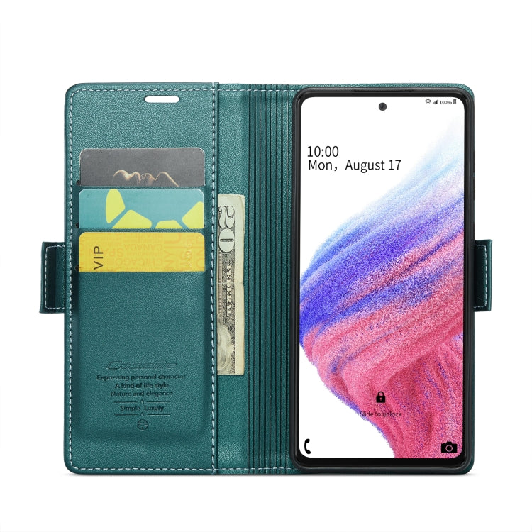 For Samsung Galaxy A53 CaseMe 023 Butterfly Buckle Litchi Texture RFID Anti-theft Leather Phone Case(Pearly Blue) - free shipping - PMC TechLife - Order now!