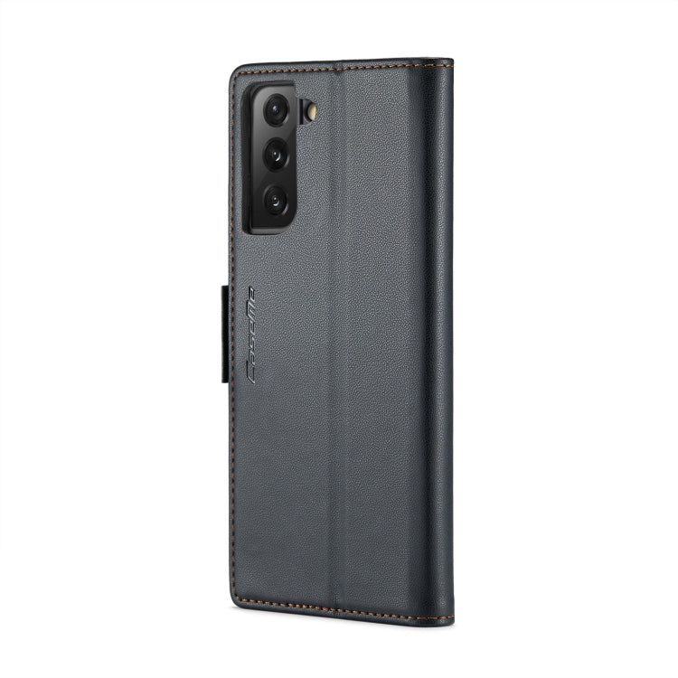 For Samsung Galaxy S21 FE 5G CaseMe 023 Butterfly Buckle Litchi Texture RFID Anti-theft Leather Phone Case(Black) - free shipping - PMC TechLife - Order now!
