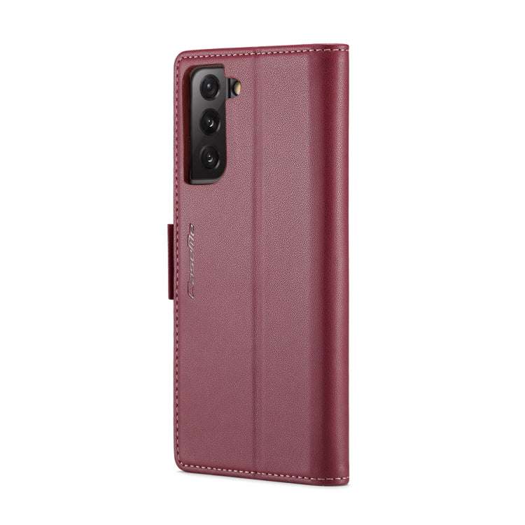 For Samsung Galaxy S21 FE 5G CaseMe 023 Butterfly Buckle Litchi Texture RFID Anti-theft Leather Phone Case(Wine Red) - free shipping - PMC TechLife - Order now!