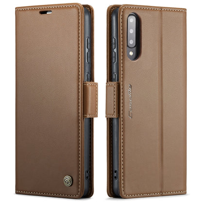 For Samsung Galaxy A30s / A50s / A50 CaseMe 023 Butterfly Buckle Litchi Texture RFID Anti-theft Leather Phone Case(Brown) - Galaxy Phone Cases by CaseMe | Online Shopping South Africa | PMC Jewellery