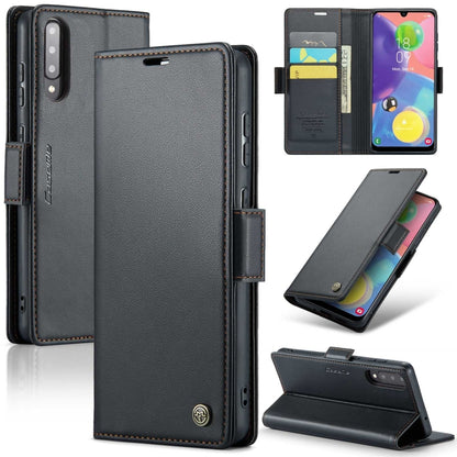 For Samsung Galaxy A70/A70s CaseMe 023 Butterfly Buckle Litchi Texture RFID Anti-theft Leather Phone Case(Black) - Galaxy Phone Cases by CaseMe | Online Shopping South Africa | PMC Jewellery | Buy Now Pay Later Mobicred