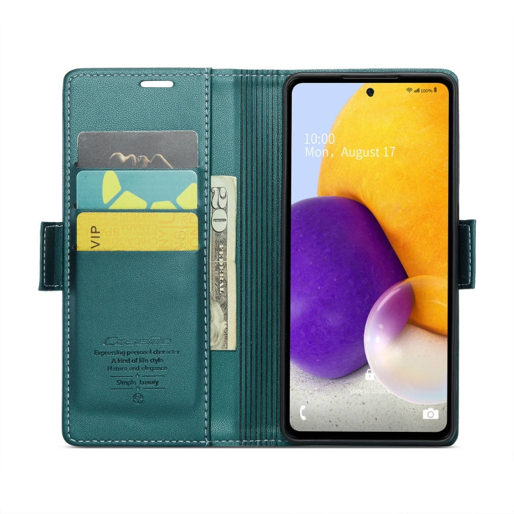 For Samsung Galaxy A72 CaseMe 023 Butterfly Buckle Litchi Texture RFID Anti-theft Leather Phone Case(Pearly Blue) - Galaxy Phone Cases by CaseMe | Online Shopping South Africa | PMC Jewellery | Buy Now Pay Later Mobicred