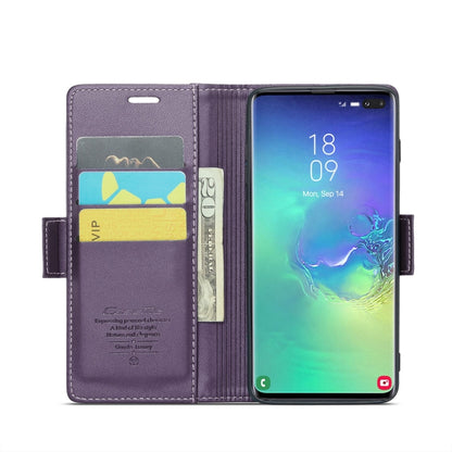 For Samsung Galaxy S10+ CaseMe 023 Butterfly Buckle Litchi Texture RFID Anti-theft Leather Phone Case(Pearly Purple) - Galaxy Phone Cases by CaseMe | Online Shopping South Africa | PMC Jewellery | Buy Now Pay Later Mobicred