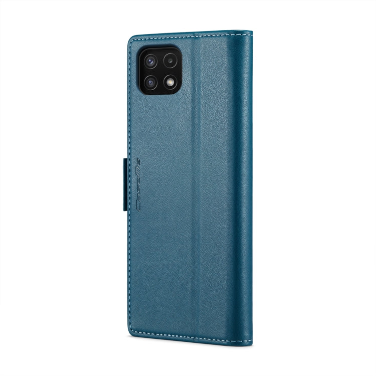 For Samsung Galaxy A22 5G CaseMe 023 Butterfly Buckle Litchi Texture RFID Anti-theft Leather Phone Case(Blue) - Galaxy Phone Cases by CaseMe | Online Shopping South Africa | PMC Jewellery | Buy Now Pay Later Mobicred