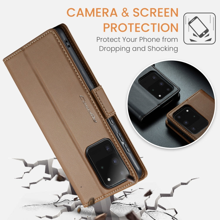 For Samsung Galaxy S20 Ultra CaseMe 023 Butterfly Buckle Litchi Texture RFID Anti-theft Leather Phone Case(Brown) - Galaxy Phone Cases by CaseMe | Online Shopping South Africa | PMC Jewellery | Buy Now Pay Later Mobicred