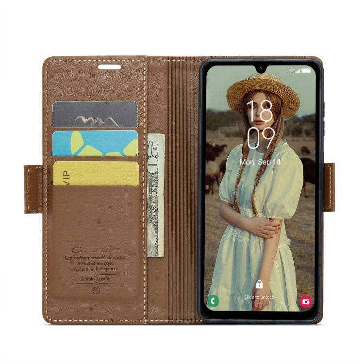 For Samsung Galaxy A15 4G/5G CaseMe 023 Butterfly Buckle Litchi Texture RFID Anti-theft Leather Phone Case(Brown) - Galaxy Phone Cases by CaseMe | Online Shopping South Africa | PMC Jewellery | Buy Now Pay Later Mobicred