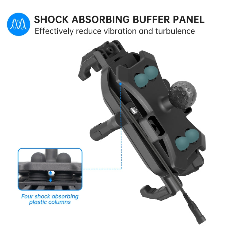 WUPP ZH-1848B2 15W Motorcycle Wireless Fast Charging Phone Navigation Holder, Style:M10 Ball Joint - Holder by WUPP | Online Shopping South Africa | PMC TechLife | Buy Now Pay Later Mobicred