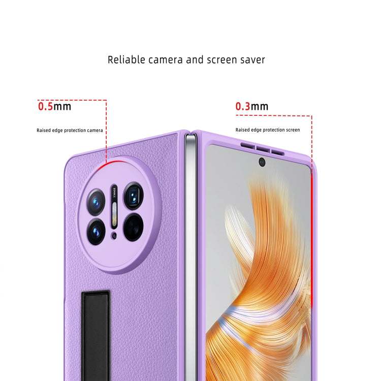 For Huawei Mate X3 Litchi Texture Integrated Shockproof Phone Case with Holder(Pink) - Huawei Cases by PMC TechLife | Online Shopping South Africa | PMC TechLife | Buy Now Pay Later Mobicred