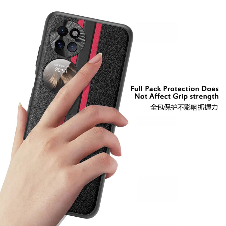 For Huawei P50 Pocket  Litchi Texture PU Shockproof Phone Case(Black) - Huawei Cases by PMC TechLife | Online Shopping South Africa | PMC TechLife | Buy Now Pay Later Mobicred