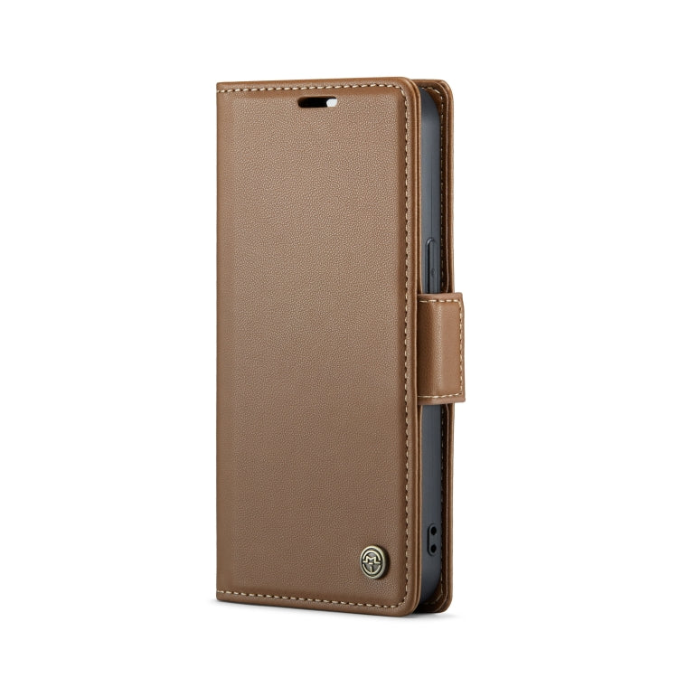 For iPhone 14 CaseMe 023 Butterfly Buckle Litchi Texture RFID Anti-theft Leather Phone Case(Brown) - iPhone 14 Cases by CaseMe | Online Shopping South Africa | PMC TechLife | Buy Now Pay Later Mobicred