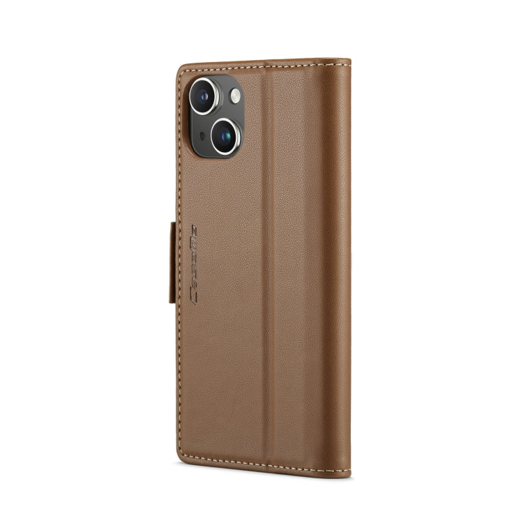 For iPhone 14 CaseMe 023 Butterfly Buckle Litchi Texture RFID Anti-theft Leather Phone Case(Brown) - iPhone 14 Cases by CaseMe | Online Shopping South Africa | PMC TechLife | Buy Now Pay Later Mobicred