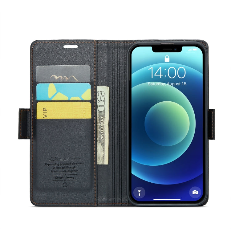 For iPhone 12 / 12 Pro CaseMe 023 Butterfly Buckle Litchi Texture RFID Anti-theft Leather Phone Case(Black) - iPhone 12 / 12 Pro Cases by CaseMe | Online Shopping South Africa | PMC TechLife | Buy Now Pay Later Mobicred