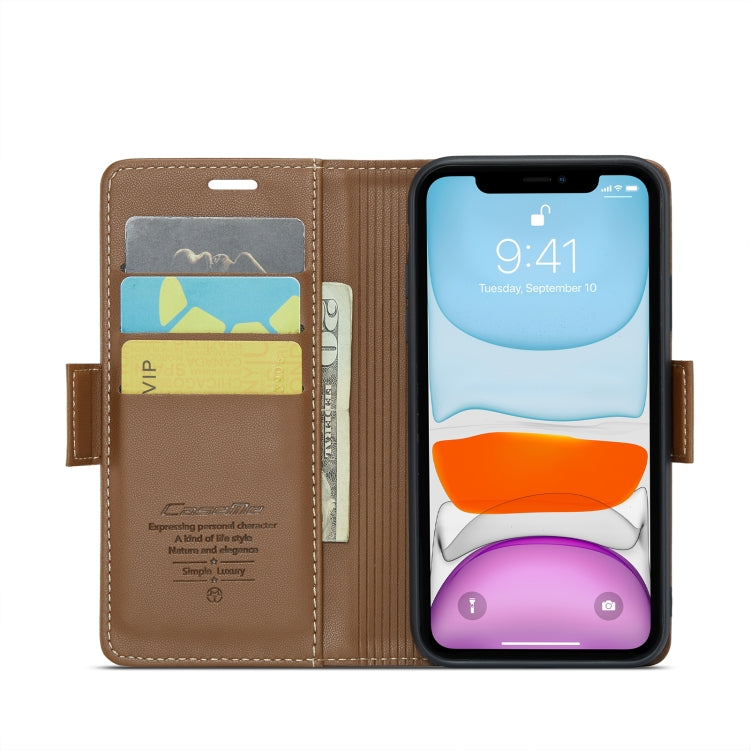 For iPhone 11 CaseMe 023 Butterfly Buckle Litchi Texture RFID Anti-theft Leather Phone Case(Brown) - iPhone 11 Cases by CaseMe | Online Shopping South Africa | PMC TechLife | Buy Now Pay Later Mobicred