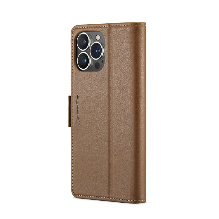 For iPhone 15 Pro Max CaseMe 023 Butterfly Buckle Litchi Texture RFID Anti-theft Leather Phone Case(Brown) - iPhone 15 Pro Max Cases by CaseMe | Online Shopping South Africa | PMC Jewellery | Buy Now Pay Later Mobicred