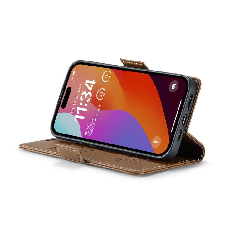 For iPhone 15 Pro Max CaseMe 023 Butterfly Buckle Litchi Texture RFID Anti-theft Leather Phone Case(Brown) - iPhone 15 Pro Max Cases by CaseMe | Online Shopping South Africa | PMC Jewellery | Buy Now Pay Later Mobicred