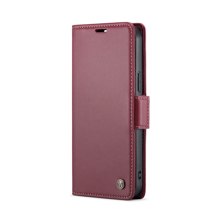 For iPhone 15 Pro Max CaseMe 023 Butterfly Buckle Litchi Texture RFID Anti-theft Leather Phone Case(Wine Red) - free shipping - PMC Jewellery - Order now!