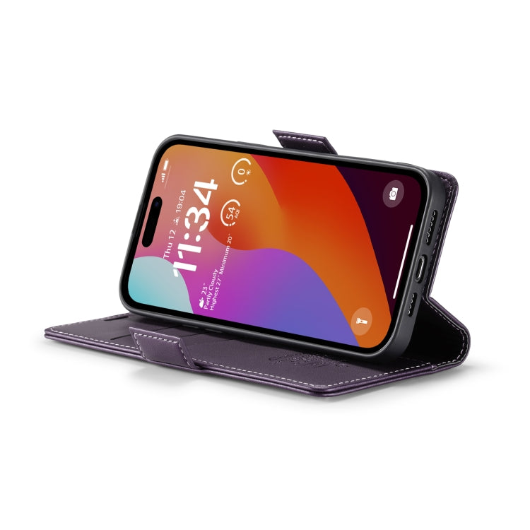 For iPhone 15 Pro Max CaseMe 023 Butterfly Buckle Litchi Texture RFID Anti-theft Leather Phone Case(Pearly Purple) - iPhone 15 Pro Max Cases by CaseMe | Online Shopping South Africa | PMC Jewellery | Buy Now Pay Later Mobicred