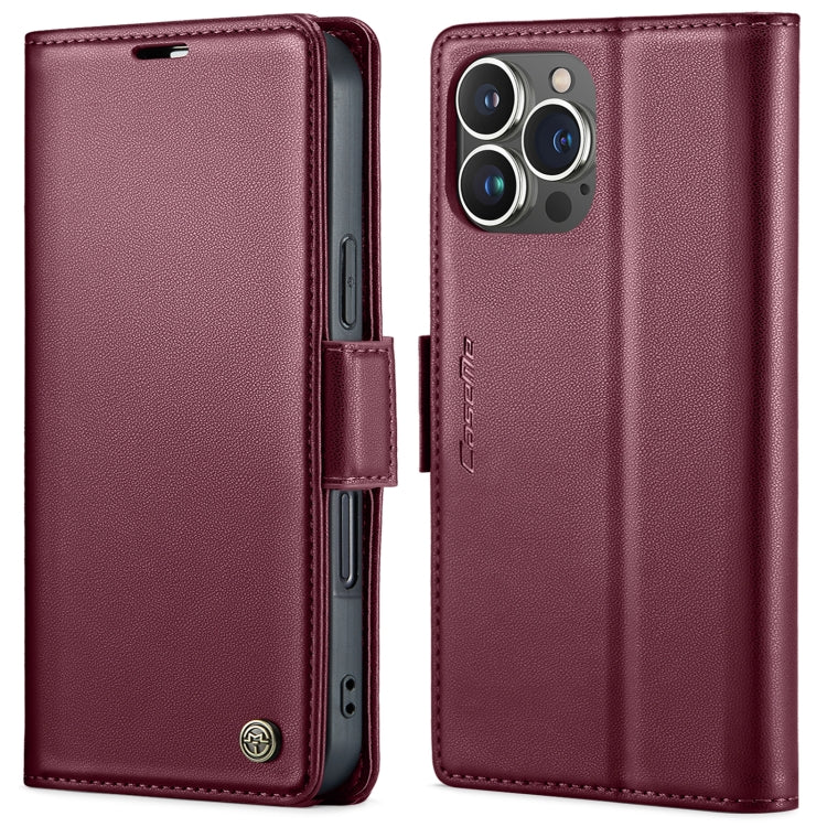 For iPhone 15 Pro CaseMe 023 Butterfly Buckle Litchi Texture RFID Anti-theft Leather Phone Case(Wine Red) - iPhone 15 Pro Cases by CaseMe | Online Shopping South Africa | PMC Jewellery | Buy Now Pay Later Mobicred