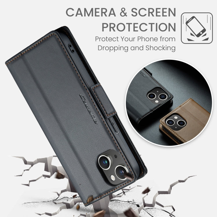 For iPhone 15 CaseMe 023 Butterfly Buckle Litchi Texture RFID Anti-theft Leather Phone Case(Black) - iPhone 15 Cases by CaseMe | Online Shopping South Africa | PMC Jewellery | Buy Now Pay Later Mobicred