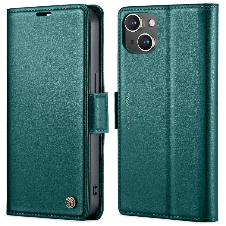For iPhone 15 CaseMe 023 Butterfly Buckle Litchi Texture RFID Anti-theft Leather Phone Case(Pearly Blue) - iPhone 15 Cases by CaseMe | Online Shopping South Africa | PMC Jewellery | Buy Now Pay Later Mobicred