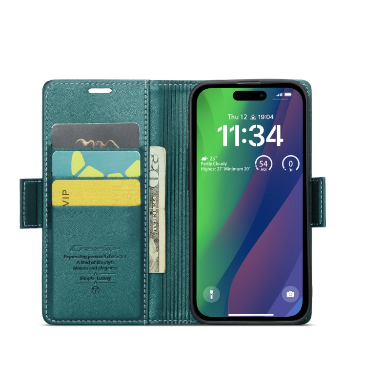 For iPhone 15 CaseMe 023 Butterfly Buckle Litchi Texture RFID Anti-theft Leather Phone Case(Pearly Blue) - iPhone 15 Cases by CaseMe | Online Shopping South Africa | PMC Jewellery | Buy Now Pay Later Mobicred
