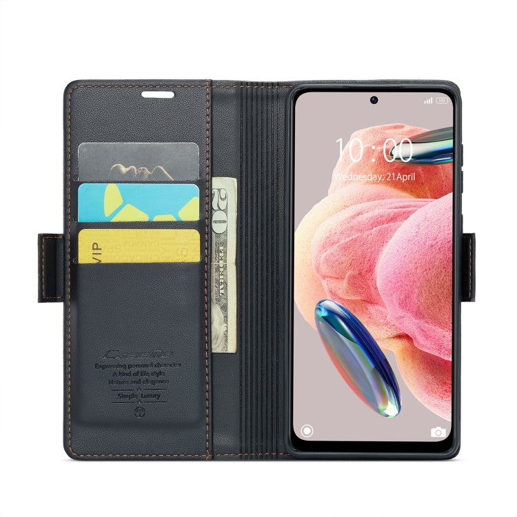 For Xiaomi Redmi Note 12 4G Global CaseMe 023 Butterfly Buckle Litchi Texture RFID Anti-theft Leather Phone Case(Black) - Xiaomi Cases by CaseMe | Online Shopping South Africa | PMC Jewellery | Buy Now Pay Later Mobicred