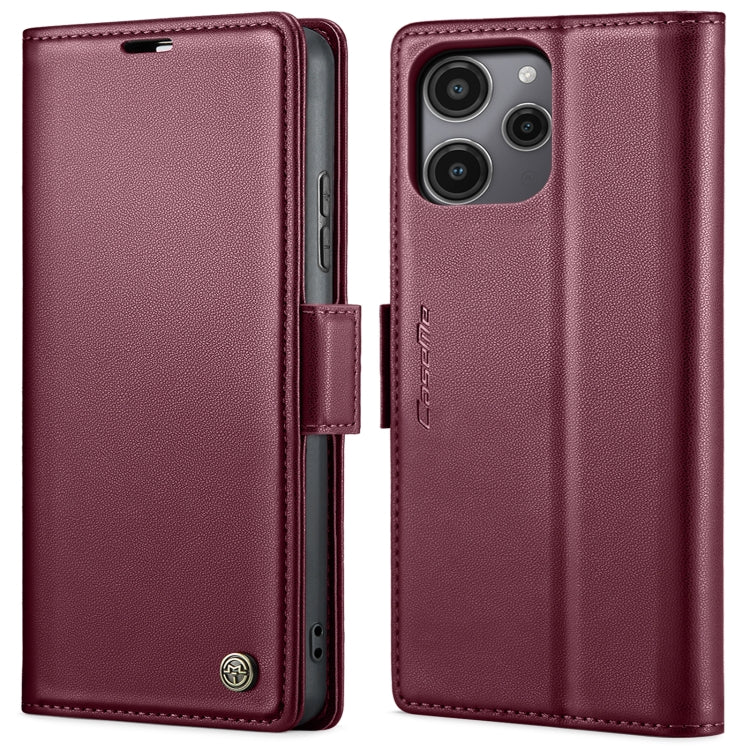 For Xiaomi Redmi 12 4G／12 5G／Note 12R／POCO M6 Pro 5G CaseMe 023 Butterfly Buckle Litchi Texture RFID Anti-theft Leather Phone Case(Wine Red) - Xiaomi Cases by CaseMe | Online Shopping South Africa | PMC Jewellery | Buy Now Pay Later Mobicred