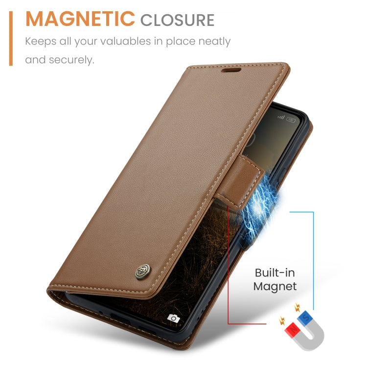 For Xiaomi Redmi 13C 4G / 13C 5G CaseMe 023 Butterfly Buckle Litchi Texture RFID Anti-theft Leather Phone Case(Brown) - Xiaomi Cases by CaseMe | Online Shopping South Africa | PMC Jewellery | Buy Now Pay Later Mobicred