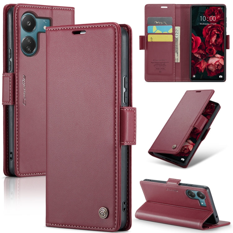 For Xiaomi Redmi 13C 4G / 13C 5G CaseMe 023 Butterfly Buckle Litchi Texture RFID Anti-theft Leather Phone Case(Wine Red) - Xiaomi Cases by CaseMe | Online Shopping South Africa | PMC Jewellery | Buy Now Pay Later Mobicred