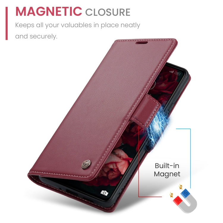 For Xiaomi Redmi 13C 4G / 13C 5G CaseMe 023 Butterfly Buckle Litchi Texture RFID Anti-theft Leather Phone Case(Wine Red) - Xiaomi Cases by CaseMe | Online Shopping South Africa | PMC Jewellery | Buy Now Pay Later Mobicred