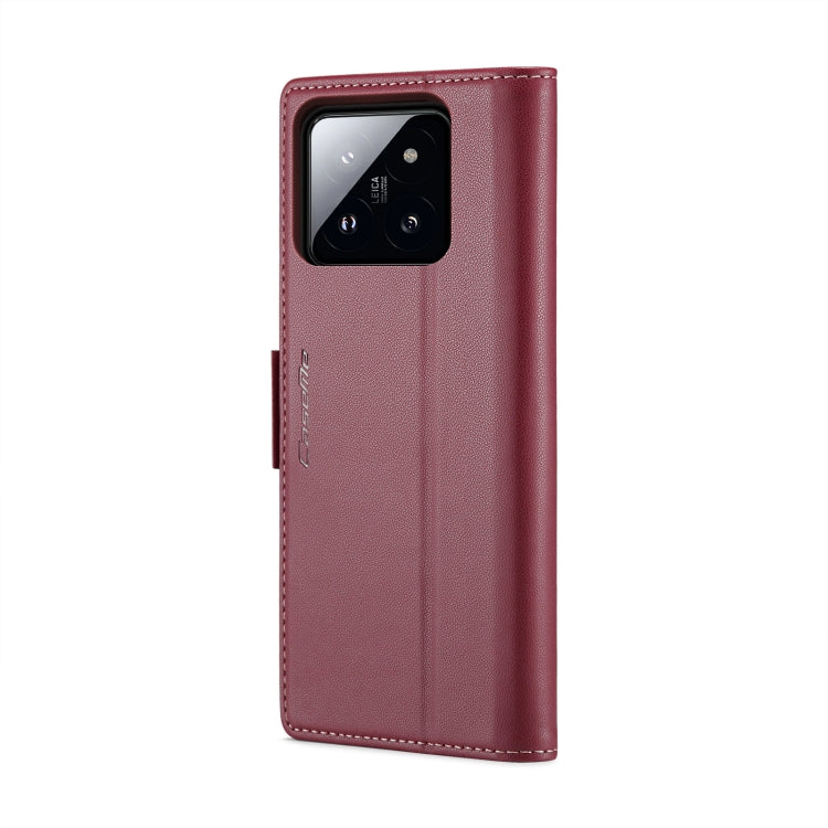 For Xiaomi 14 Pro CaseMe 023 Butterfly Buckle Litchi Texture RFID Anti-theft Leather Phone Case(Wine Red) - 14 Pro Cases by CaseMe | Online Shopping South Africa | PMC Jewellery | Buy Now Pay Later Mobicred