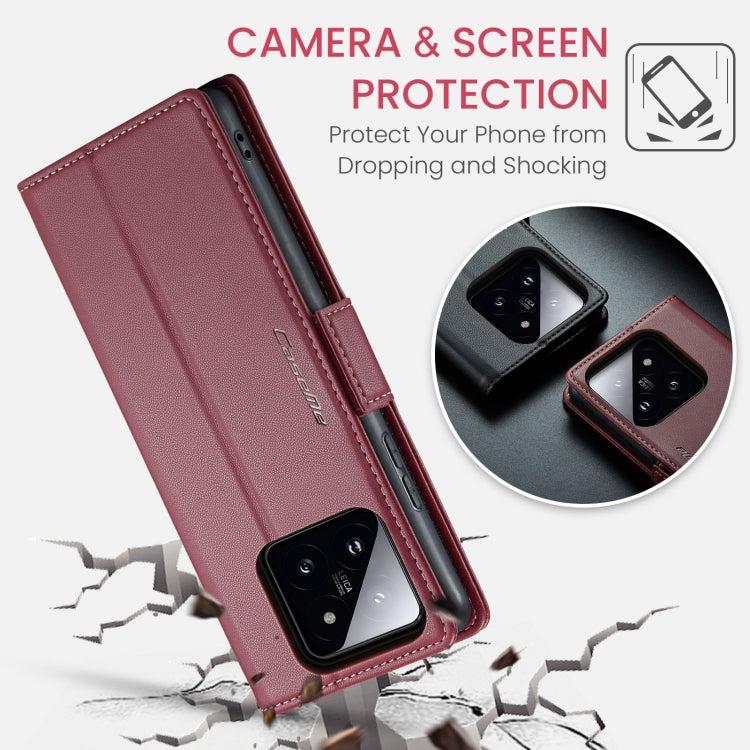 For Xiaomi 14 CaseMe 023 Butterfly Buckle Litchi Texture RFID Anti-theft Leather Phone Case(Wine Red) - 14 Cases by CaseMe | Online Shopping South Africa | PMC Jewellery | Buy Now Pay Later Mobicred