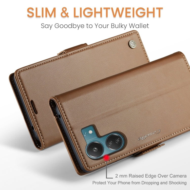 For Xiaomi Poco C65 4G CaseMe 023 Butterfly Buckle Litchi Texture RFID Anti-theft Leather Phone Case(Brown) - Xiaomi Cases by CaseMe | Online Shopping South Africa | PMC Jewellery | Buy Now Pay Later Mobicred